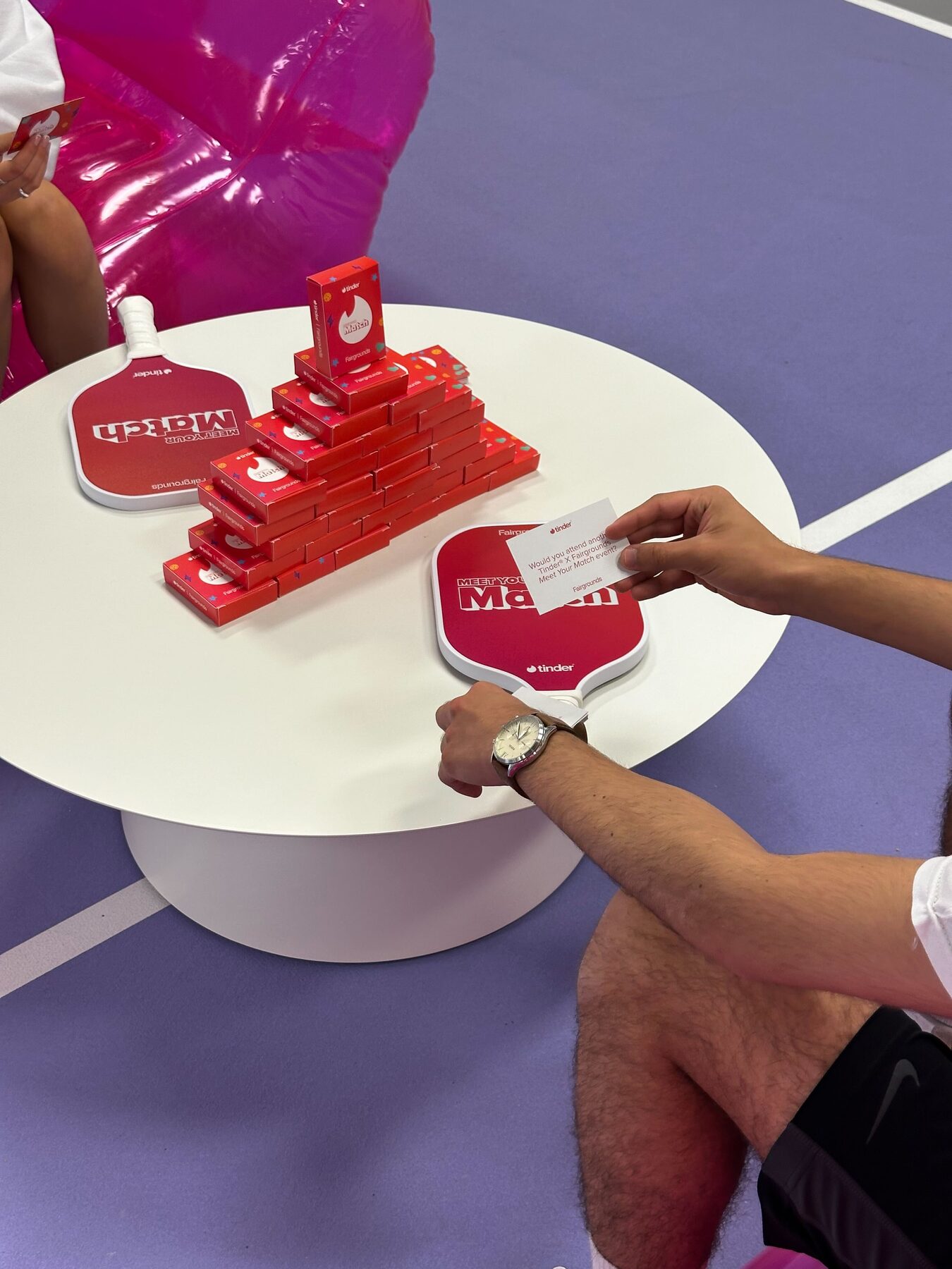 A game of chess played courtside at a Fairgrounds event