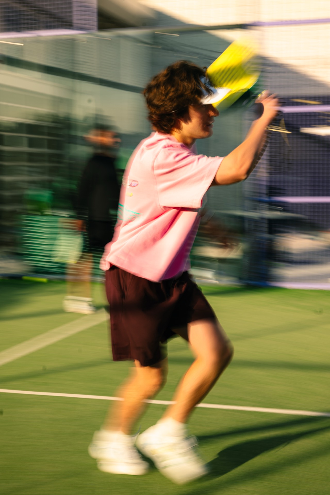 A player mid-swing during a Fairgrounds programming session